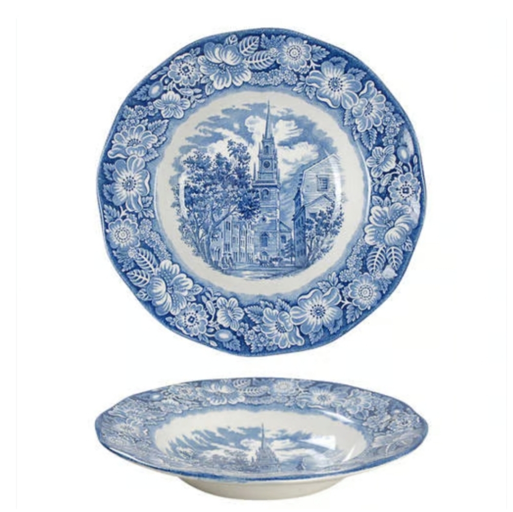 Liberty Blue 3pc Place Setting Staffordshire Ironstone Colonial Scenes Set - Picture 5 of 5